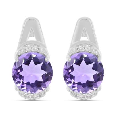 BUY NATURAL BRAZIL AMETHYST GEMSTONE EARRING IN STERLING SILVER